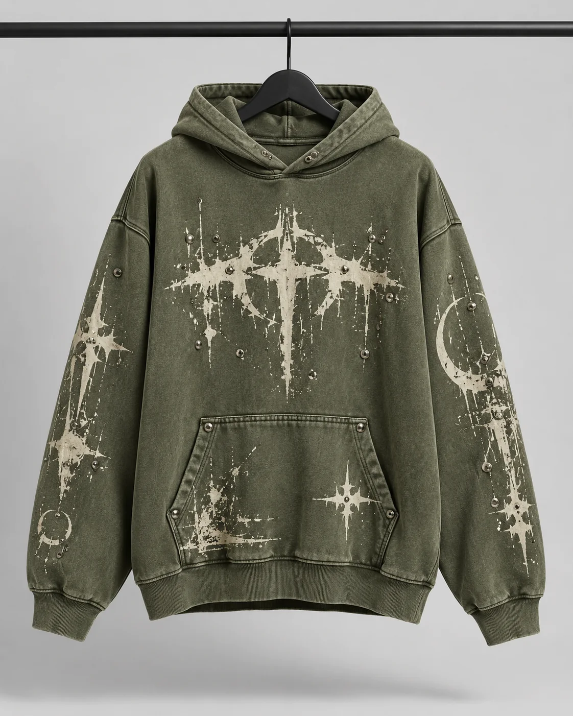 Olive graphic oversized hoodie